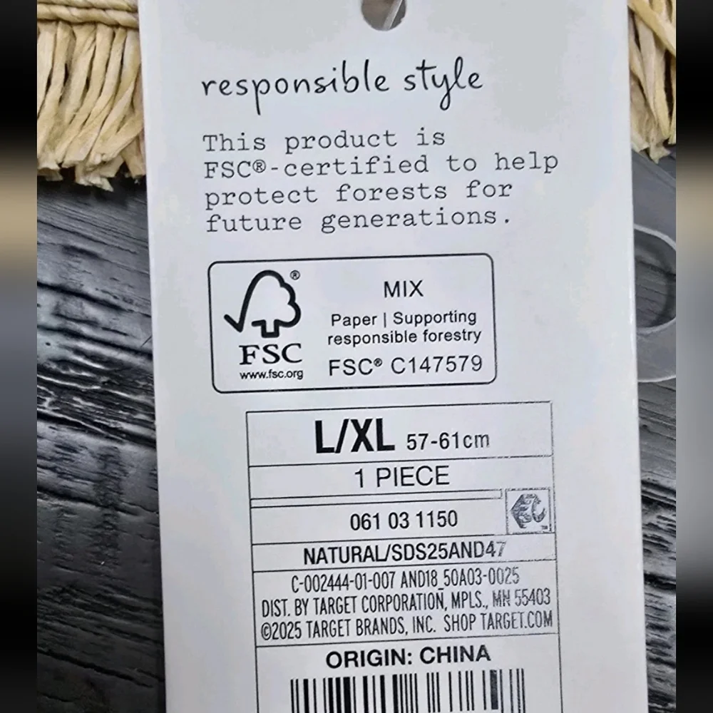 NWT a new day Tan Straw Adjustable Hat (L/xl)